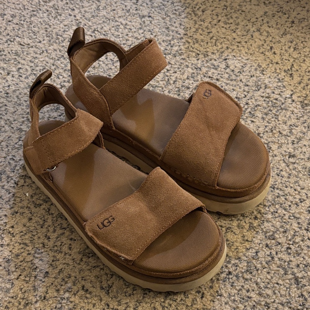 UGG Tan Suede Platform Sandals